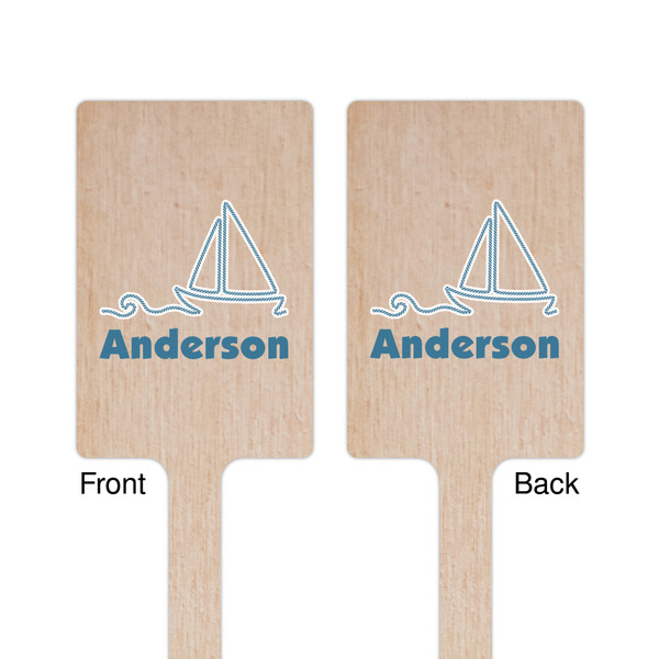 Rope Sail Boats Wooden 6.25" Stir Stick - Rectangular - Double Sided - Front & Back