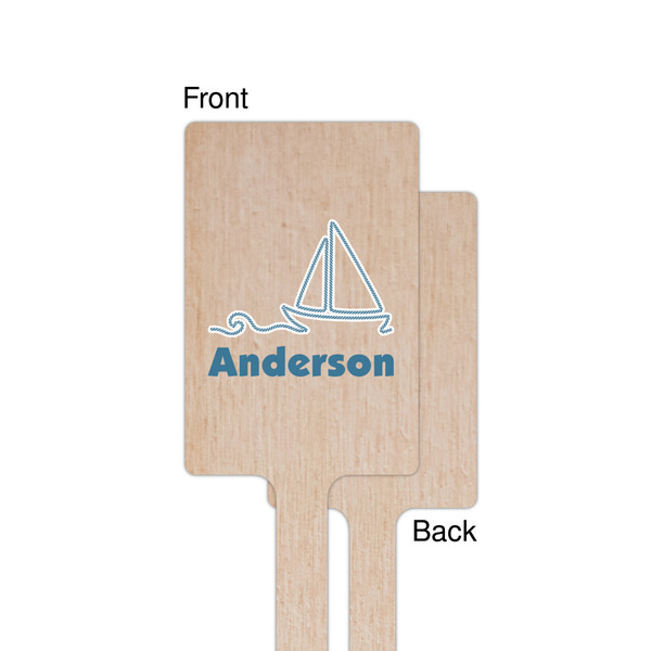 Rope Sail Boats Wooden 6.25" Stir Stick - Rectangular - Single - Front & Back