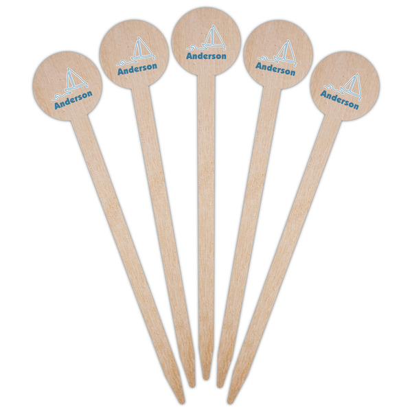 Rope Sail Boats Wooden 6" Food Pick - Round - Fan View