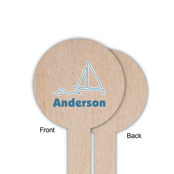 Rope Sail Boats Wooden 6" Food Pick - Round - Single Sided - Front & Back