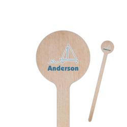 Rope Sail Boats 6" Round Wooden Stir Sticks - Single Sided (Personalized)