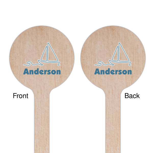 Rope Sail Boats Wooden 6" Stir Stick - Round - Double Sided - Front & Back