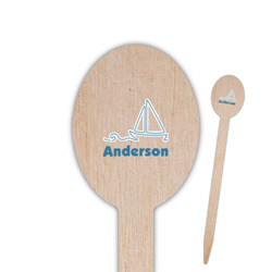 Rope Sail Boats Oval Wooden Food Picks - Single Sided (Personalized)