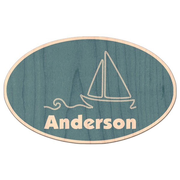 Custom Rope Sail Boats Genuine Maple or Cherry Wood Sticker (Personalized)