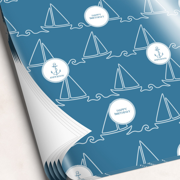 Custom Rope Sail Boats Wrapping Paper Sheets (Personalized)