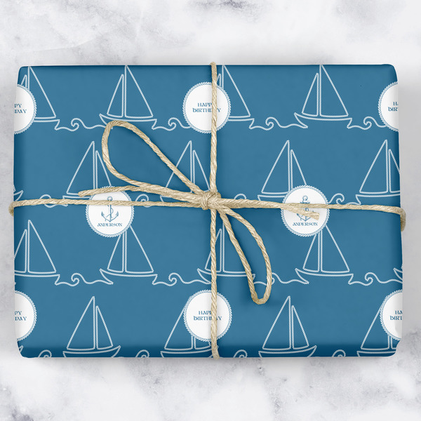 Custom Rope Sail Boats Wrapping Paper (Personalized)