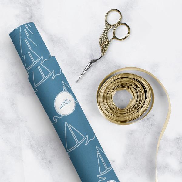 Rope Sail Boats Wrapping Paper Roll - Matte - In Context