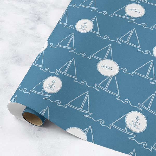 Custom Rope Sail Boats Wrapping Paper Roll - Medium - Matte (Personalized)