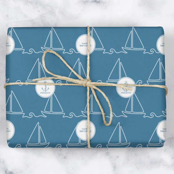 Rope Sail Boats Wrapping Paper Roll - Matte - Wrapped Box