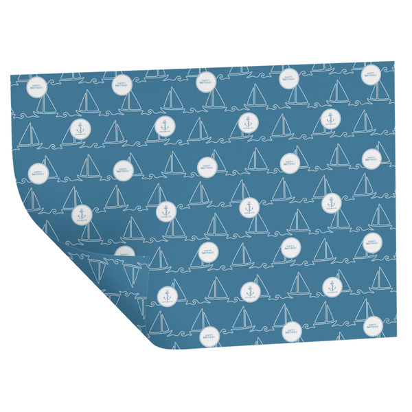 Rope Sail Boats Wrapping Paper Sheet - Double Sided - Folded