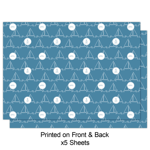 Rope Sail Boats Wrapping Paper Sheet - Double Sided - Front