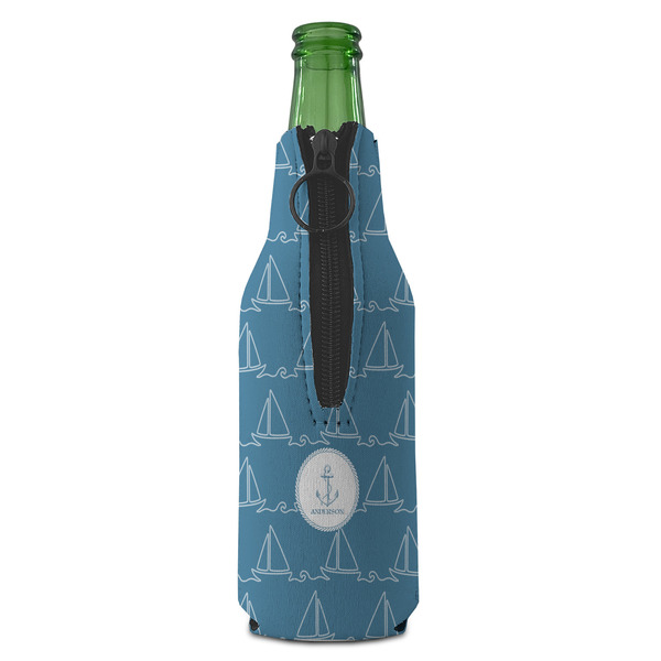 Rope Sail Boats Zipper Bottle Cooler - BACK (bottle)