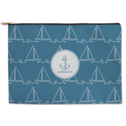 Rope Sail Boats Zipper Pouch - Large - 12.5"x8.5" (Personalized)