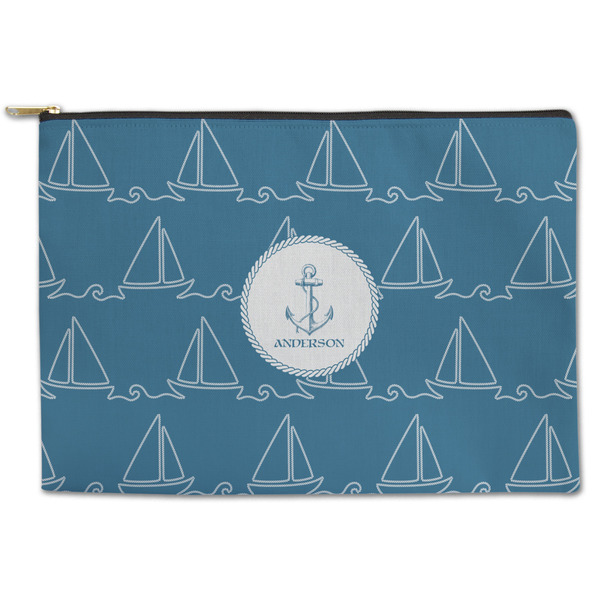 Custom Rope Sail Boats Zipper Pouch - Large - 12.5"x8.5" (Personalized)