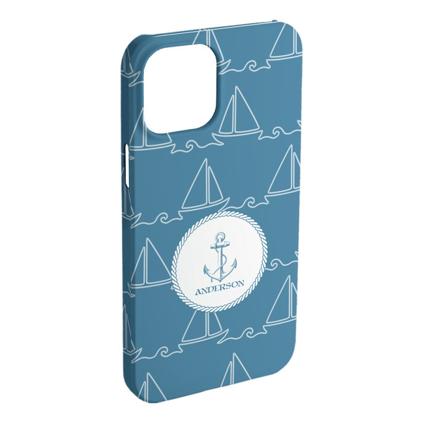 Custom Rope Sail Boats iPhone Case - Plastic - iPhone 15 Pro Max (Personalized)