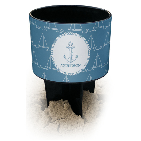 Custom Rope Sail Boats Black Beach Spiker Drink Holder (Personalized)