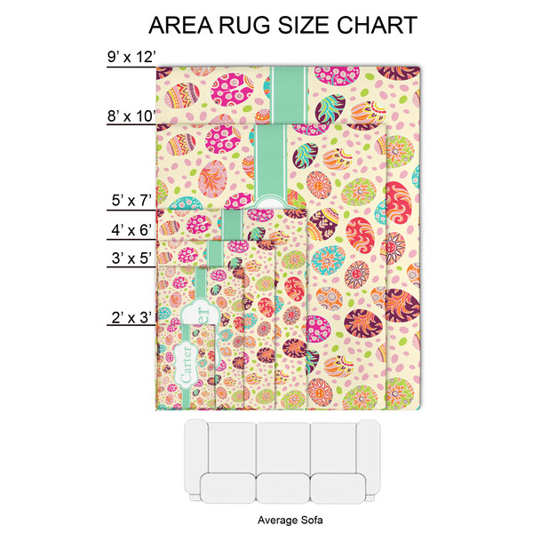 Easter Eggs 2'x3' Indoor Area Rugs - Size Chart