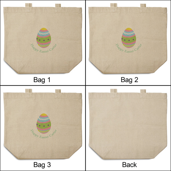 Easter Eggs 3 Reusable Cotton Grocery Bags - Front & Back View