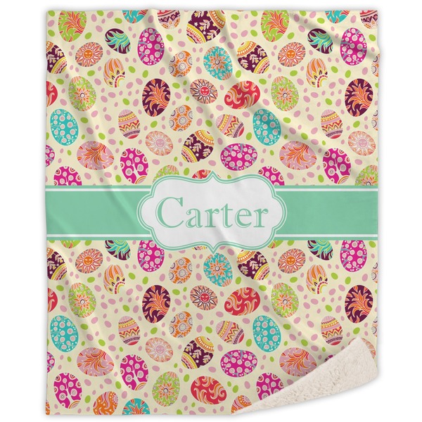 Custom Easter Eggs Sherpa Throw Blanket - 50"x60" (Personalized)