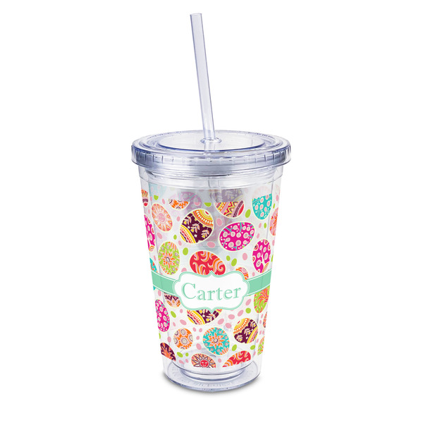 Custom Easter Eggs 16oz Double Wall Acrylic Tumbler with Lid & Straw - Full Print (Personalized)
