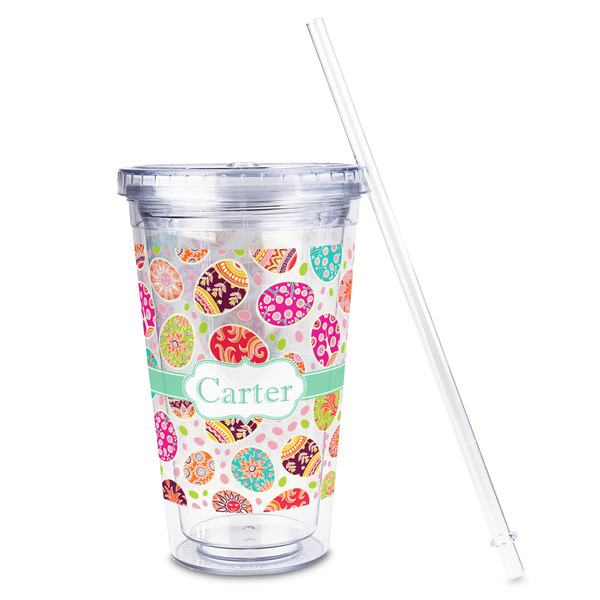 Easter Eggs Acrylic Tumbler - Full Print - Front straw out