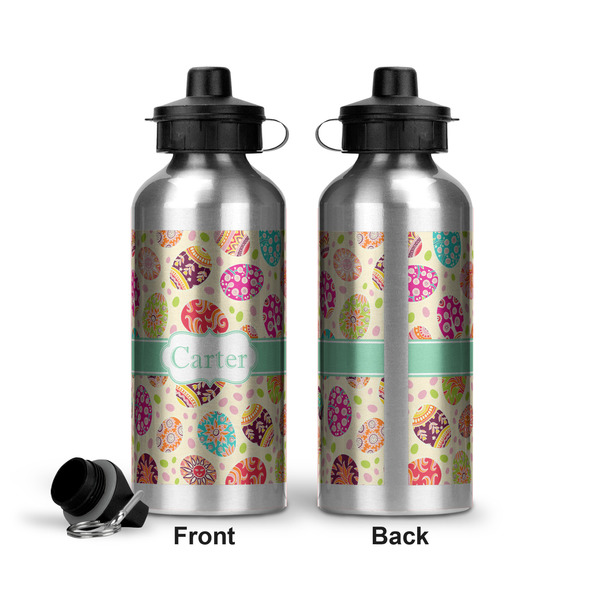 Easter Eggs Aluminum Water Bottle - Front and Back