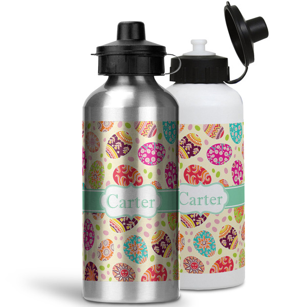 Easter Eggs Aluminum Water Bottles - MAIN (white &silver)