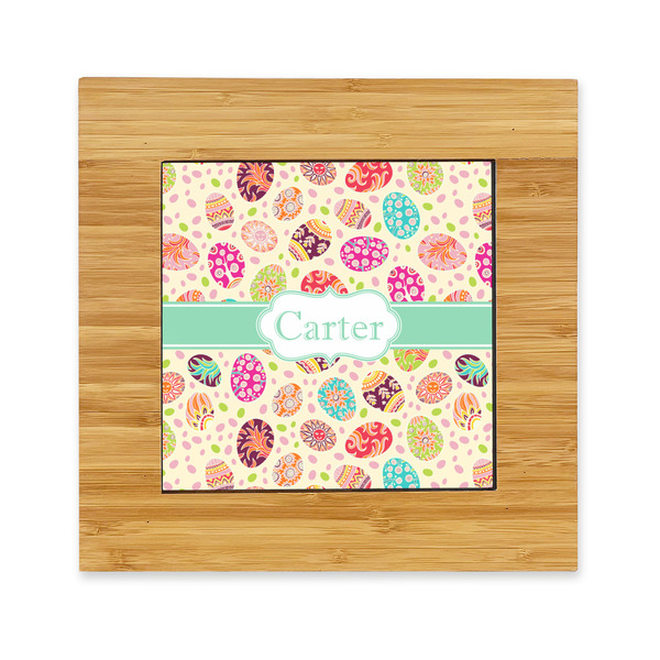 Custom Easter Eggs Bamboo Trivet with Ceramic Tile Insert (Personalized)