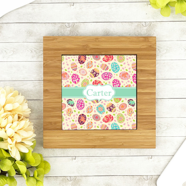 Easter Eggs Bamboo Trivet with 6" Tile - LIFESTYLE