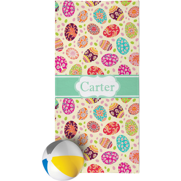 Custom Easter Eggs Beach Towel (Personalized)