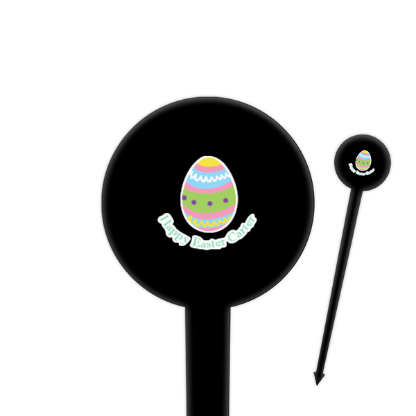 Custom Easter Eggs 4" Round Plastic Food Picks - Black - Single Sided (Personalized)