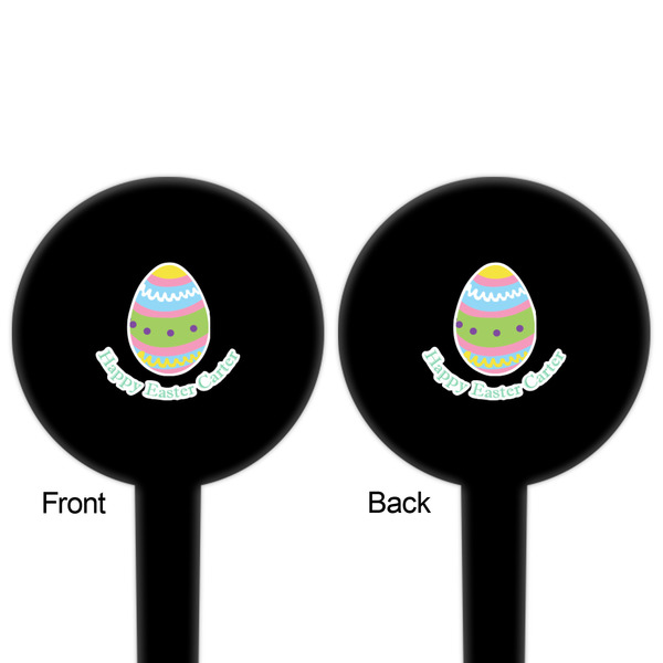 Easter Eggs Black Plastic 4" Food Pick - Round - Double Sided - Front & Back