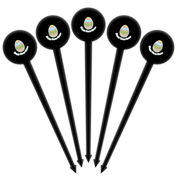 Easter Eggs Black Plastic 4" Food Pick - Round - Fan View