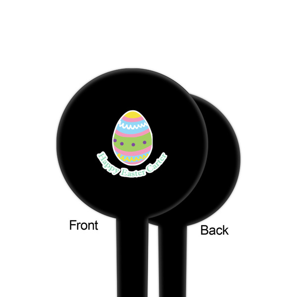 Easter Eggs Black Plastic 4" Food Pick - Round - Single Sided - Front & Back