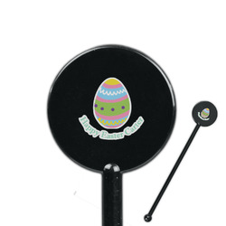 Easter Eggs 5.5" Round Plastic Stir Sticks - Black - Double Sided (Personalized)