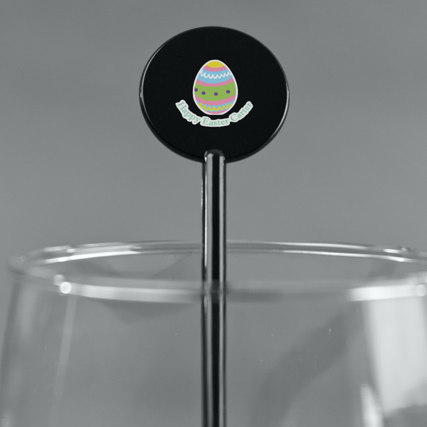 Easter Eggs Black Plastic 5.5" Stir Stick - Round - Main