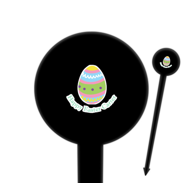 Custom Easter Eggs 6" Round Plastic Food Picks - Black - Single Sided (Personalized)