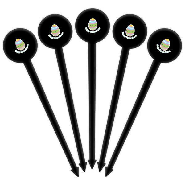 Easter Eggs Black Plastic 6" Food Pick - Round - Fan View