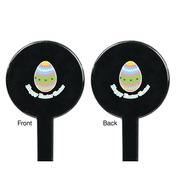 Easter Eggs Black Plastic 7" Stir Stick - Double Sided - Round - Front & Back