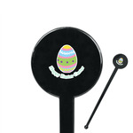 Easter Eggs 7" Round Plastic Stir Sticks - Black - Single Sided (Personalized)