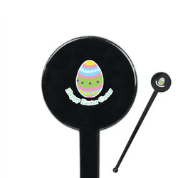 Easter Eggs 7" Round Plastic Stir Sticks - Black - Double Sided (Personalized)