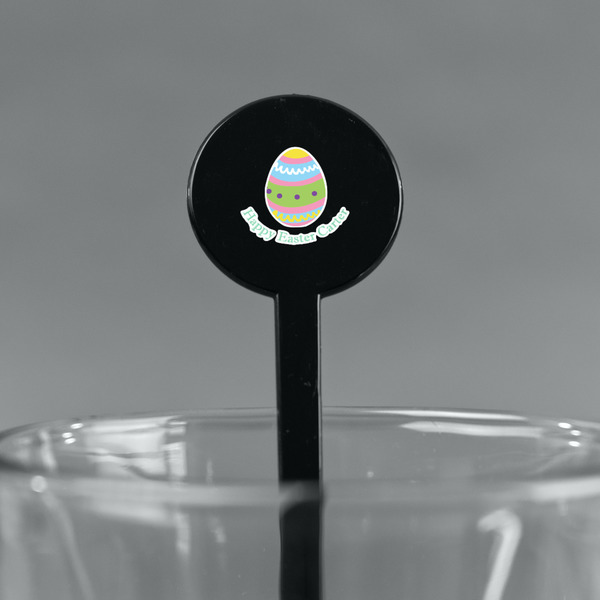 Easter Eggs Black Plastic 7" Stir Stick - Round - Main