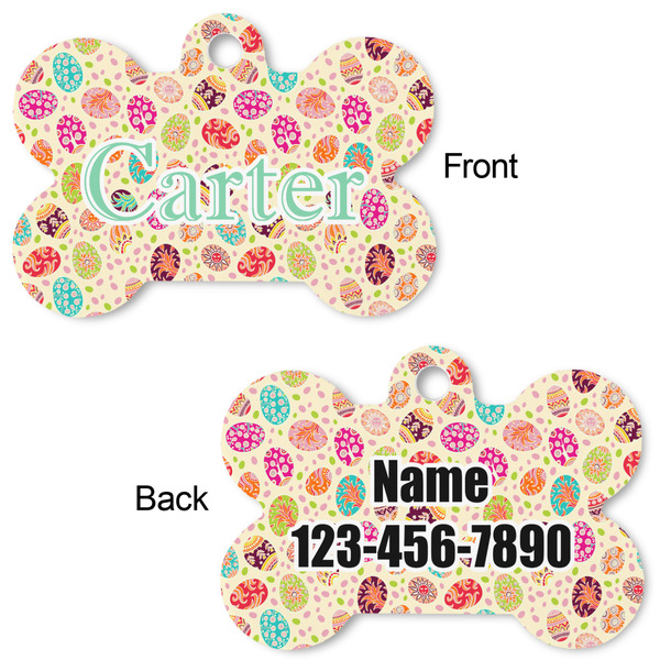 Easter Eggs Bone Shaped Dog ID Tag - Large - Approval
