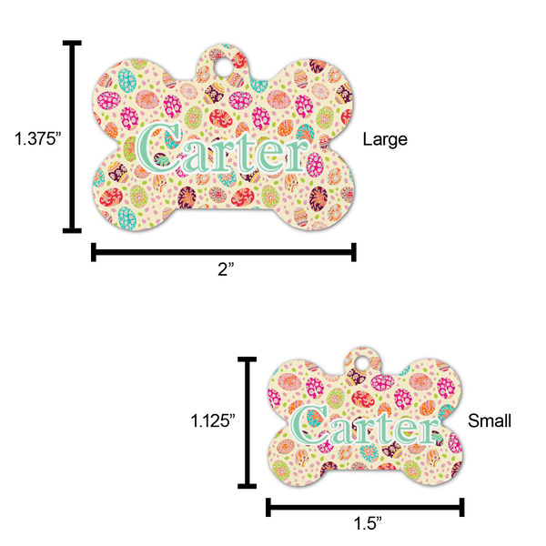 Easter Eggs Bone Shaped Dog ID Tag - Large - Scale