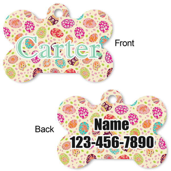 Easter Eggs Bone Shaped Dog Tag - Front & Back