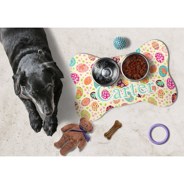 Easter Eggs Bone Shaped Mat w/ Food & Water