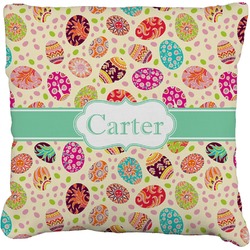 Easter Eggs Faux-Linen Throw Pillow 16" (Personalized)