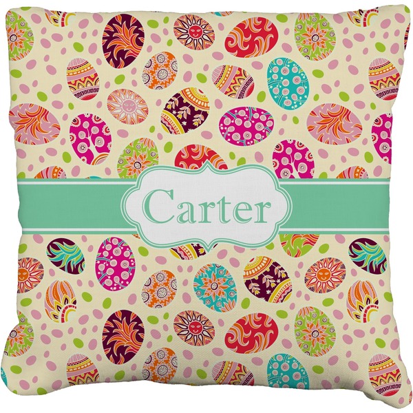 Custom Easter Eggs Faux-Linen Throw Pillow 18" (Personalized)