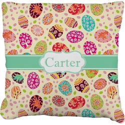 Easter Eggs Faux-Linen Throw Pillow 20" (Personalized)