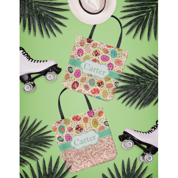 Easter Eggs Canvas Tote Lifestyle Front and Back